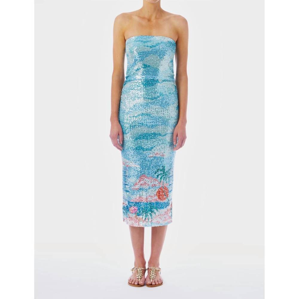 Strapless Sequin Dress in Blue